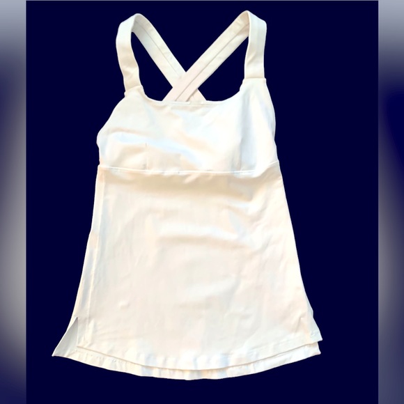 Lululemon White Criss Cross Straps Tank Top. Size 4 - Picture 1 of 10